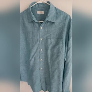 Men's Teal Linen Shirt